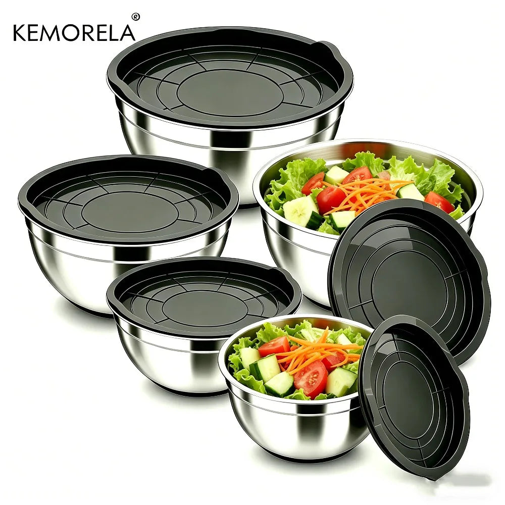 5-Piece Stainless Steel Mixing Bowls Set with Airtight Lids Mixing Bowl Set Axl 5PCS