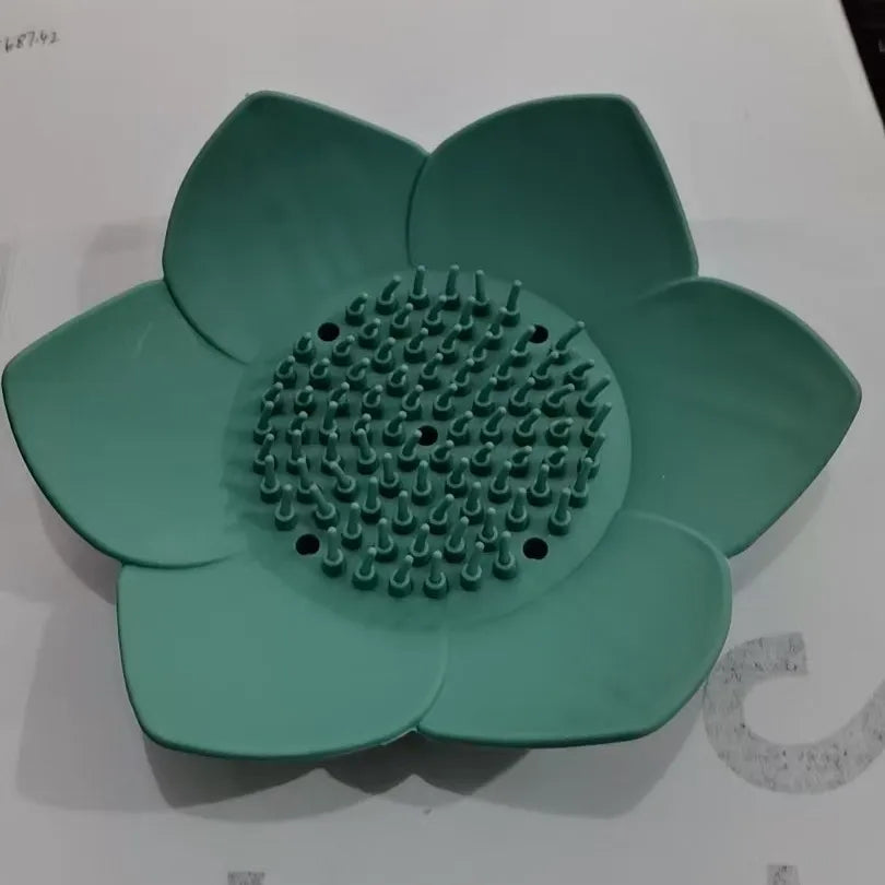 Silicone Lotus Soap Dish – Non-Slip, Easy-Clean Soap Tray Soap Dish Axl Green
