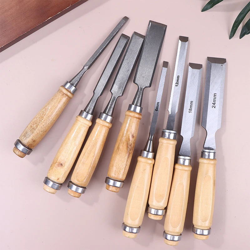 4-Piece Wood Carving Chisel Set – 6/12/18/24mm Wood Handles Wood Carving Chisels Axl