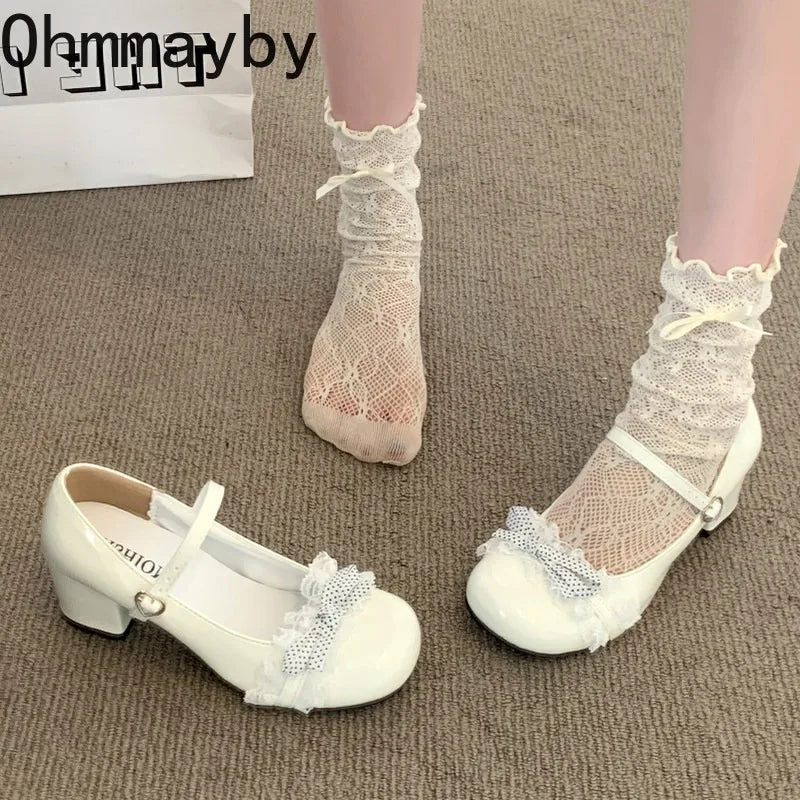Black Y2K Butterfly-Knot Mary Jane Heels | Lolita Party Pumps Mary Jane Heels Axl