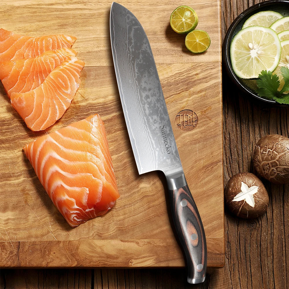 Sunnecko 7" Damascus Santoku Knife – VG10 Ultra Sharp Damascus Santoku Knife Axl China Mainland 7 inch