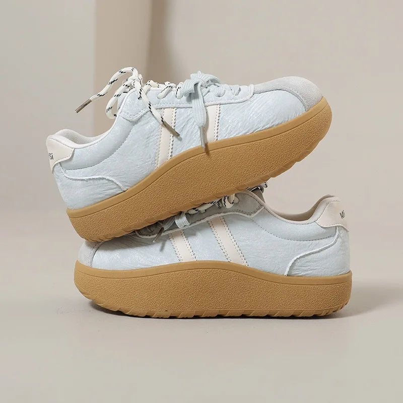 Women's Retro Thick Sole White Sneakers – Lightweight Trainer Women's Sneakers Axl