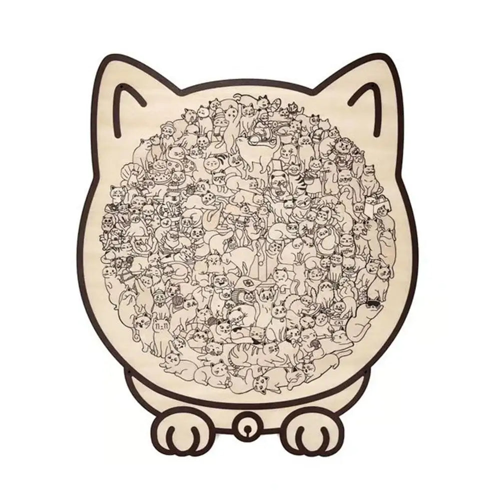 135-Piece Cat Shaped Wooden Jigsaw Puzzle | Morandi Colors Wooden Jigsaw Puzzle Axl A04 M