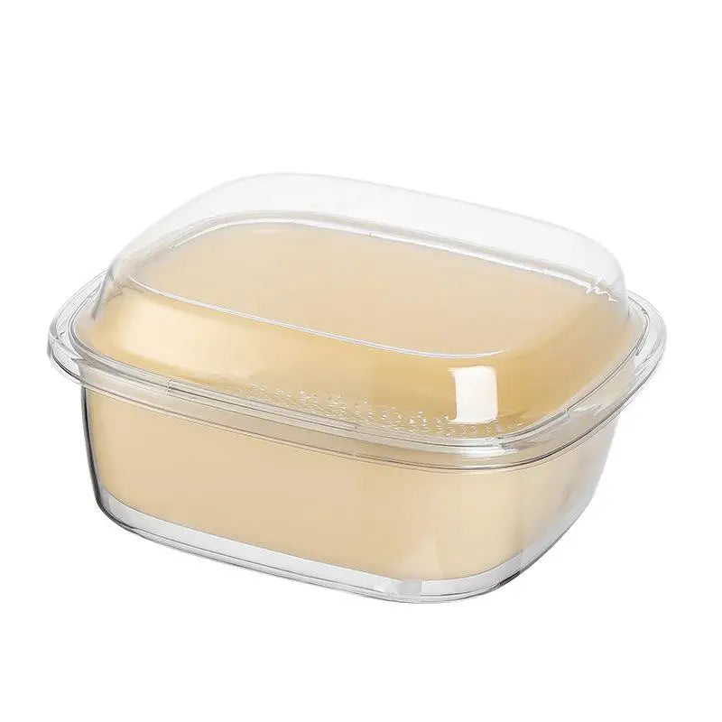 Double Layer Bamboo Fridge Storage Box with Drain Basket & Lid Food Storage Container Axl