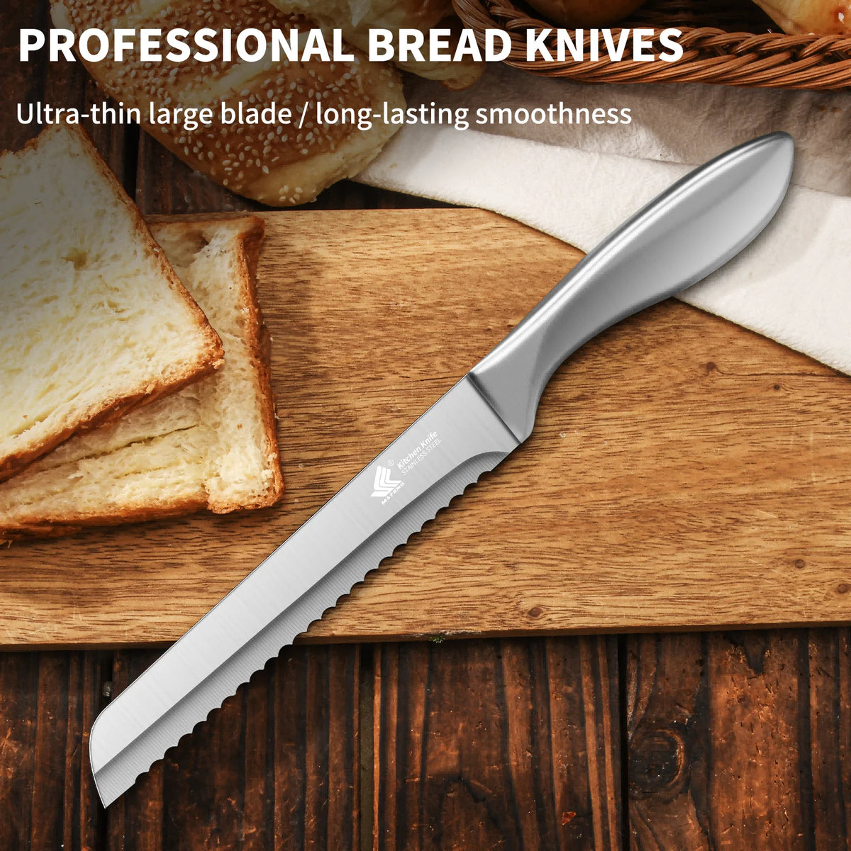 PLYS Stainless Steel Bread Knife – Cake, Fruit & Baking Slicer Bread Knife Axl