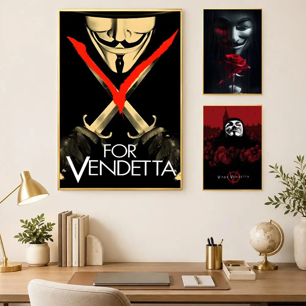 V for Vendetta Self-Stick HD PVC Wall Poster – Waterproof Wall Art Poster Axl