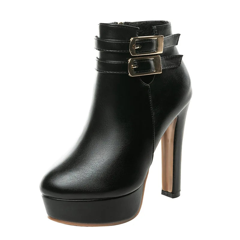 Women's Platform Ankle Boots – Super High Block Heel & Buckle Platform Ankle Boots Axl black 34
