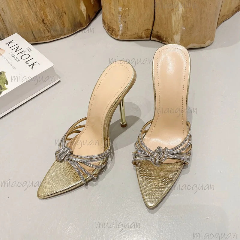 Women's Crystal High Heel Sandals – Pointed Toe Party Heels High Heel Sandals Axl
