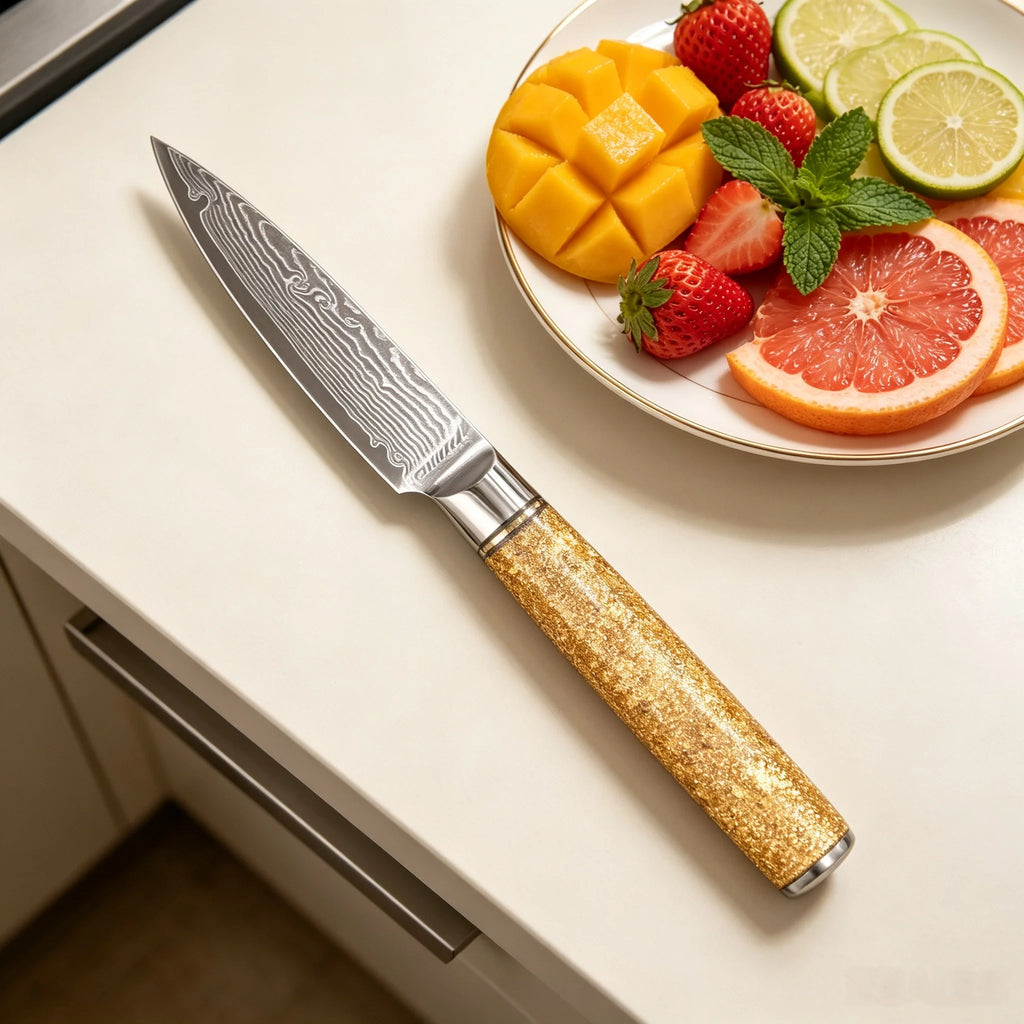 67-Layer Damascus Steel Paring Knife – Sharp Kitchen Blade Damascus Kitchen Knife Axl