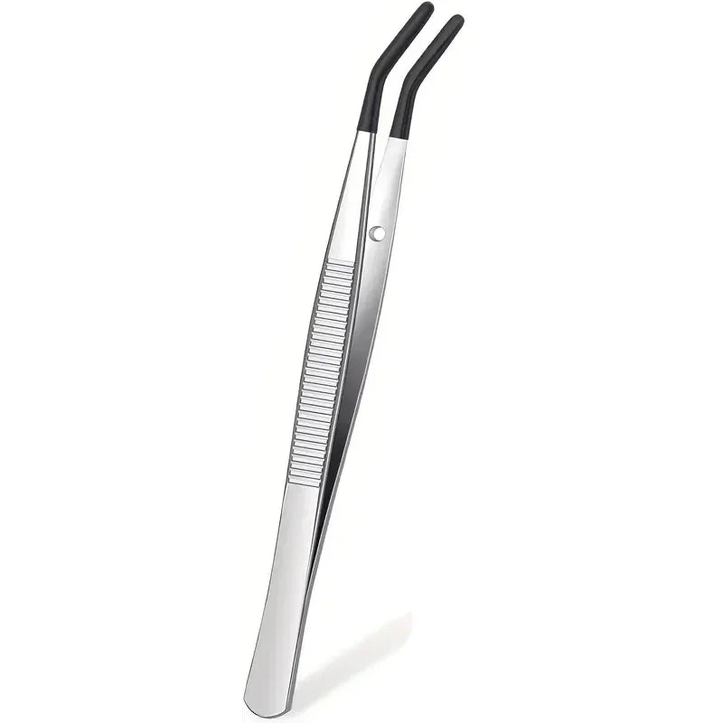 Precision Silicone Coated Tweezers – Flat & Bent Tip, Non-Marring Precision Tweezers Axl 1pcs Black -X