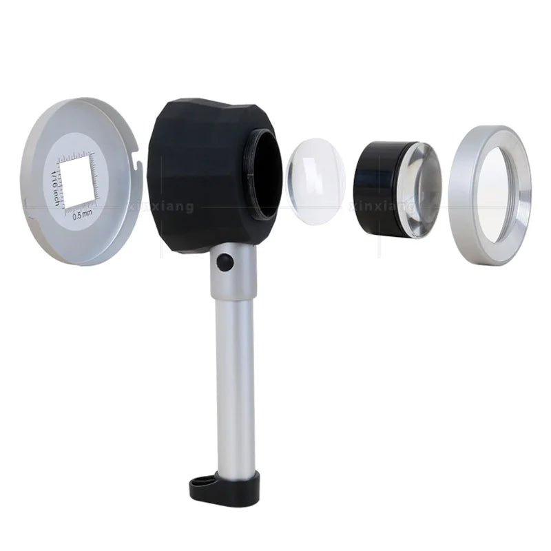 10X LED Handheld Magnifier with Measuring Scale & 3 Lamps Illuminated Magnifier Axl