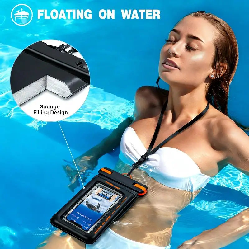 Floating Waterproof Phone Pouch IPX8 with Lanyard | Up to 7" Waterproof Phone Pouch Axl