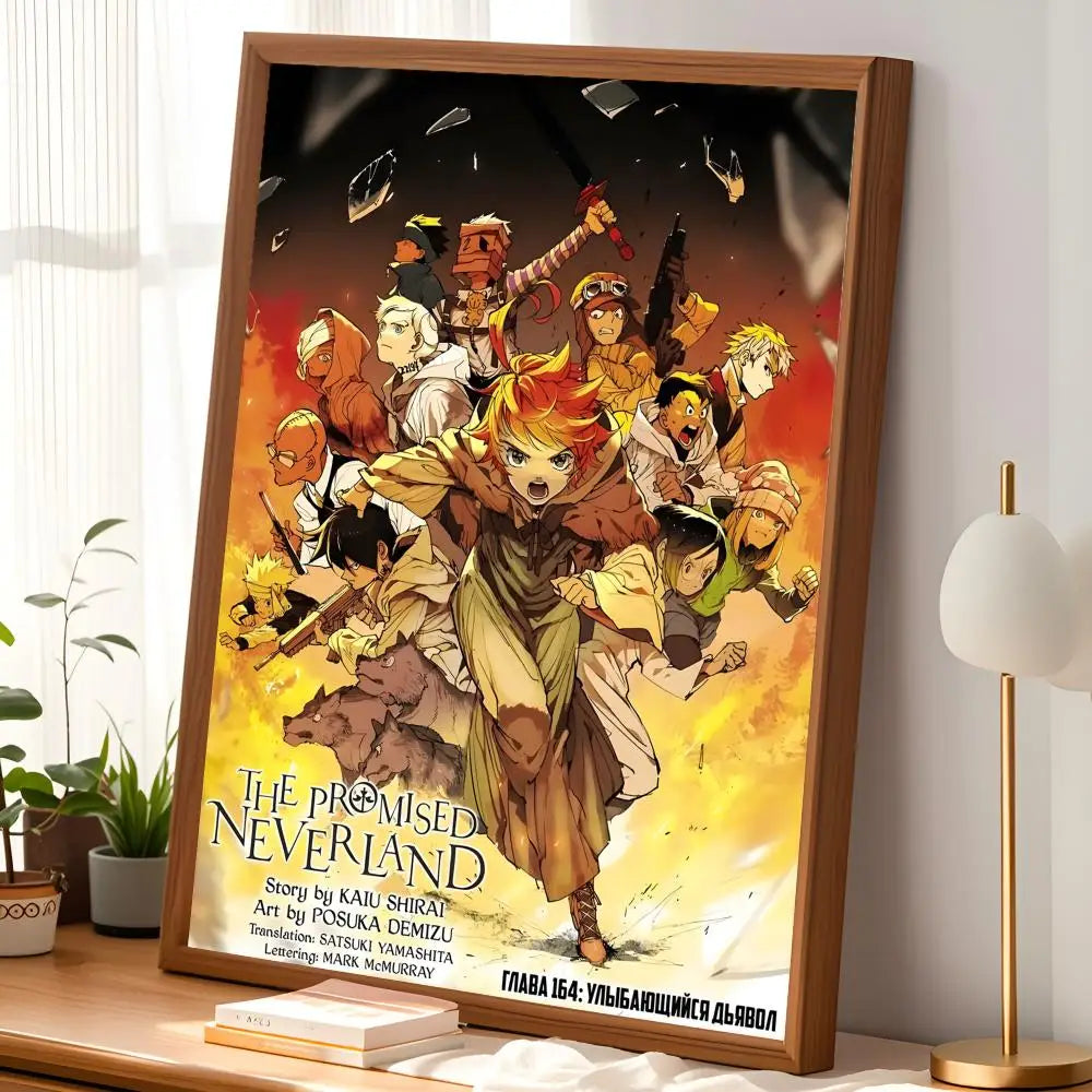 The Promised Neverland Anime Poster – HD Self-Stick PVC Wall Art Anime Wall Poster Axl