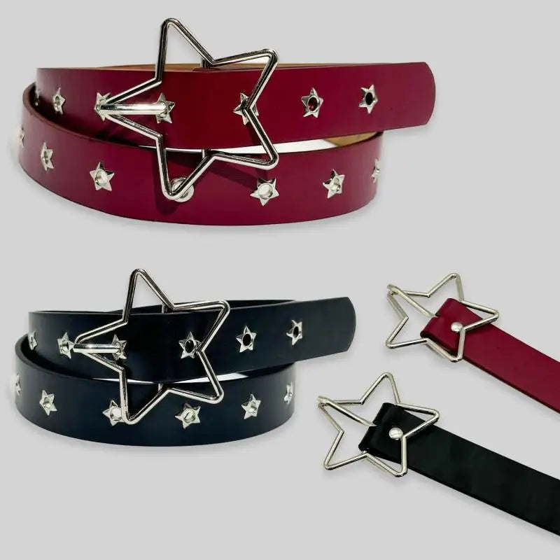 Women's Y2K Punk Rivet Belt – PU Leather Pin Buckle Waistband Punk Rivet Belt Axl