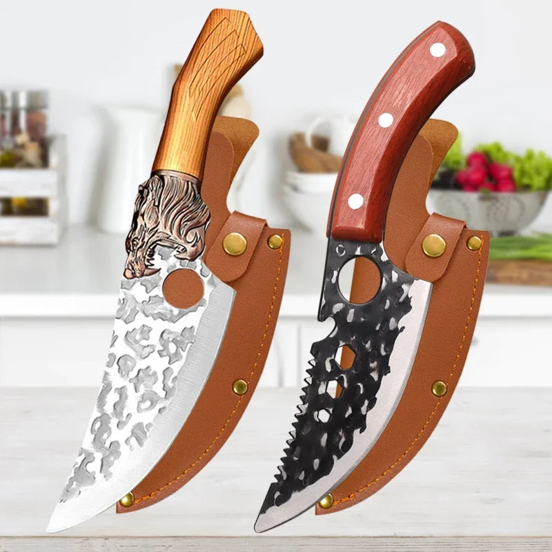 Stainless Steel Meat Cleaver & Chef Knife – Wooden Handle Kitchen Chef Knife Axl Knife BC