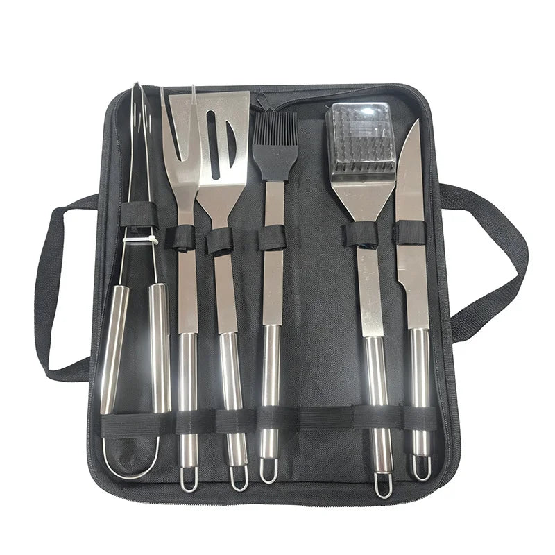 Stainless Steel BBQ Tool Set 9-12 Pc with Carry Bag | Grill Kit BBQ Grill Tool Set Axl