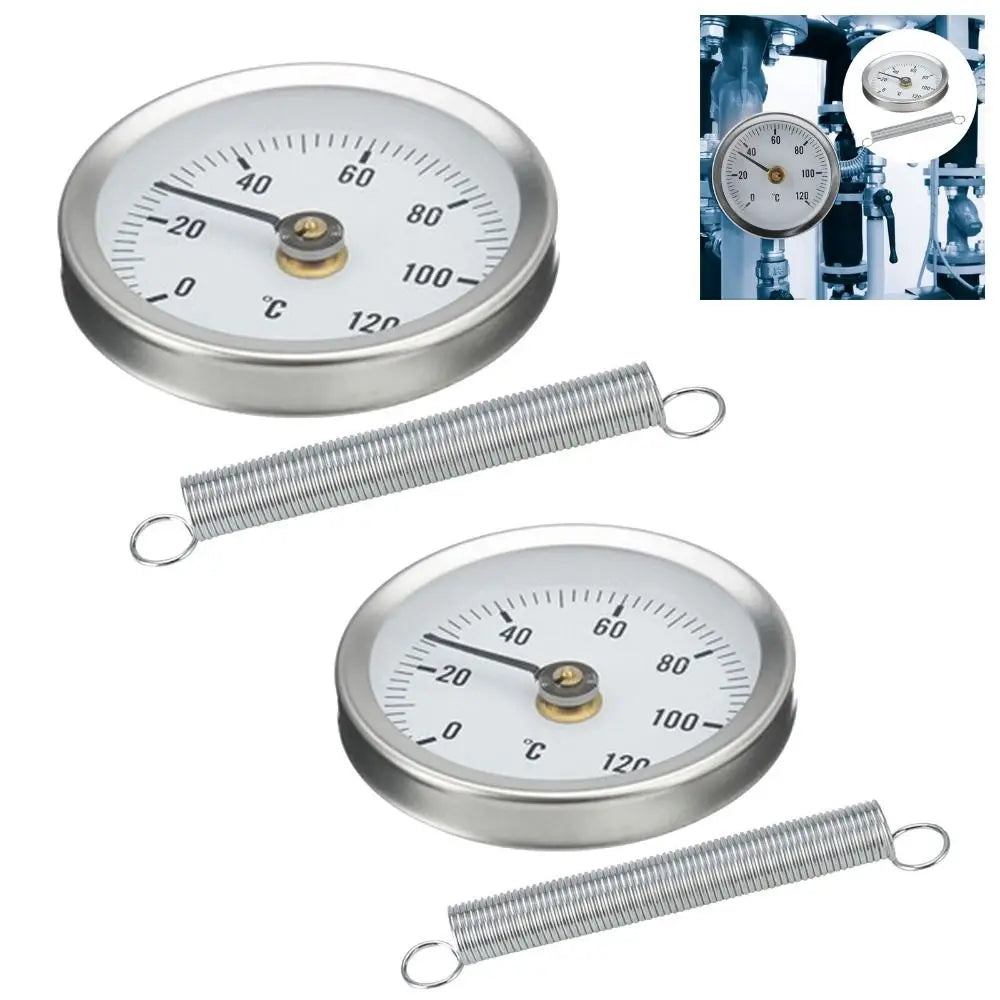 63mm Clip-On Bimetal Pipe Thermometer 0–120°C Dial Gauge Pipe Thermometer Axl