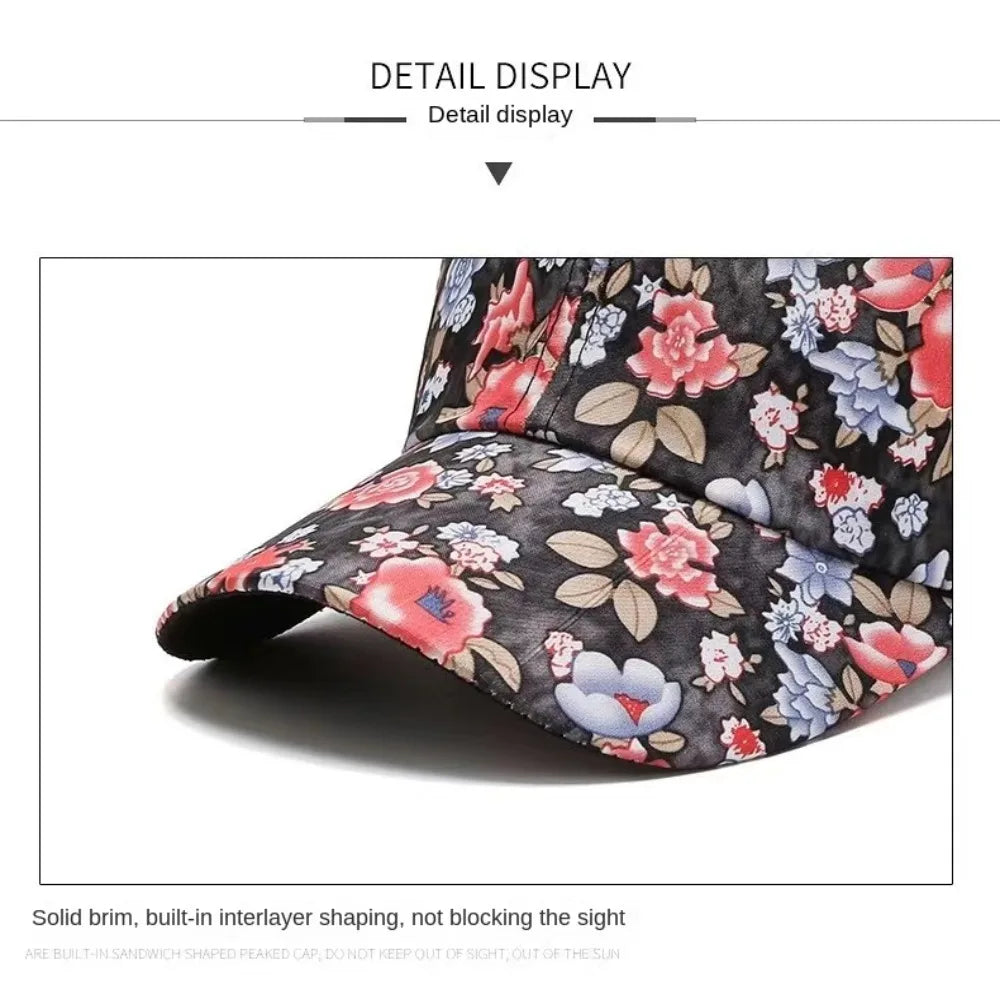 Floral Print Cotton Baseball Cap – Adjustable Women's Visor Women's Baseball Cap Axl