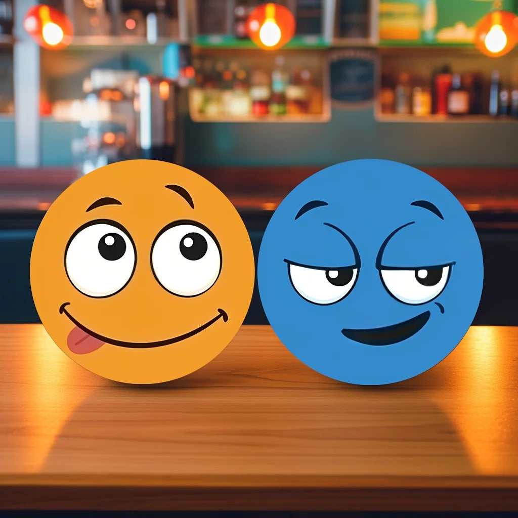 6-Piece Funny Expression Silicone Coasters – Heat-Resistant Set Silicone Coaster Set Axl