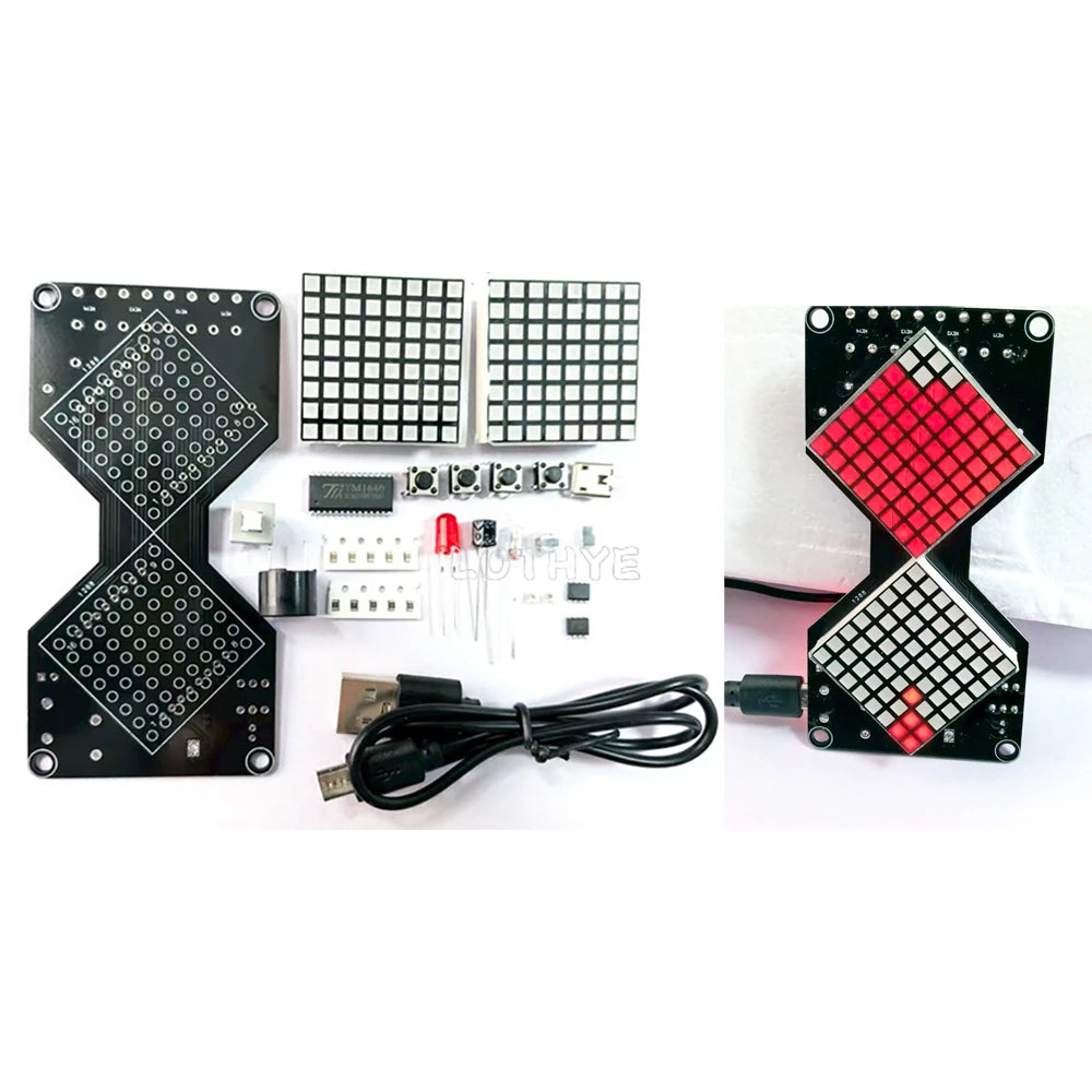 DIY LED Dot Matrix Electronic Hourglass Gravity Timer Kit DIY Electronics Kit Axl Red