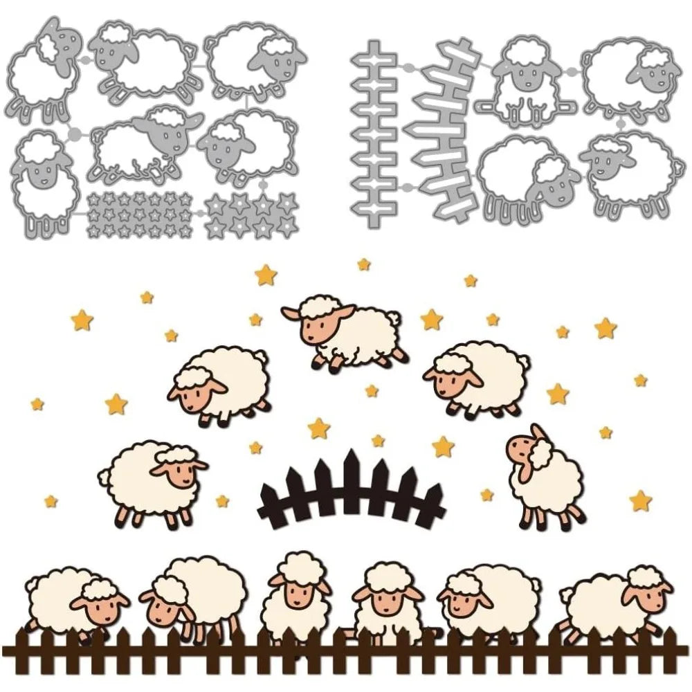 Sheep Farm Metal Cutting Dies – DIY Paper Craft Stencil Set Metal Cutting Dies Axl AECH04-19255