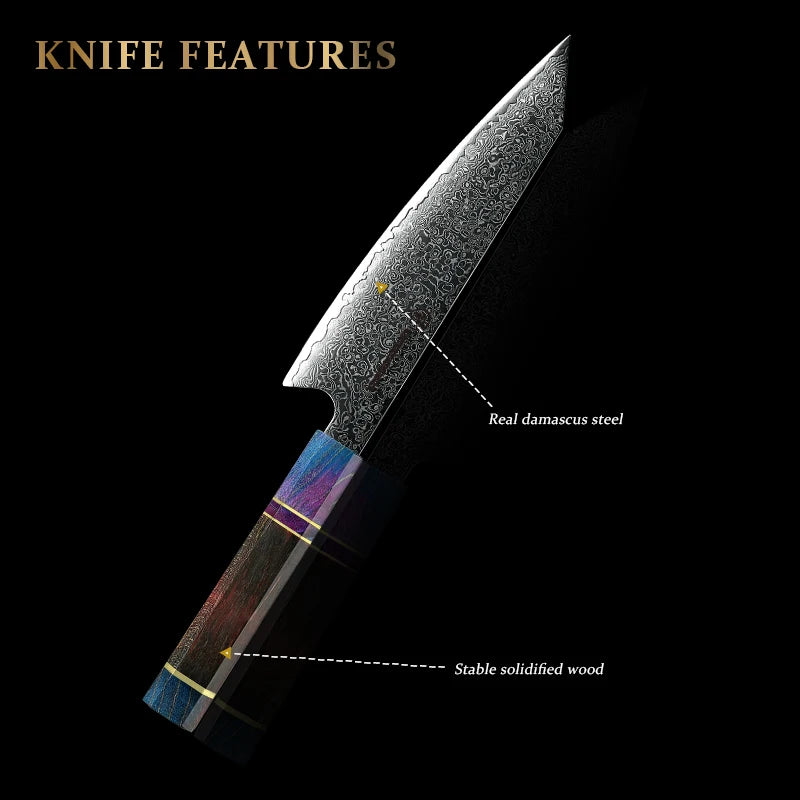 Damascus Steel Kiritsuke Chef Knife | Purple Handle | 67-Layer Kiritsuke Chef Knife Axl