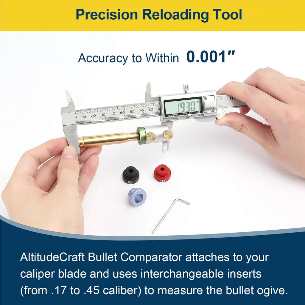 Bullet & Headspace Gauge Comparator Kit – 14 Inserts, 6 Bushings Reloading Comparator Kit Axl