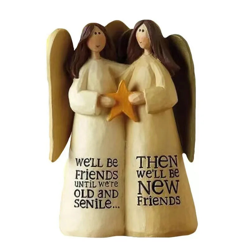 Resin Angel Friendship Figurine – Sister & Friend Gift Decor Decorative Figurine Axl C