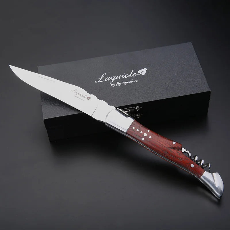 Laguiole Wine Corkscrew – Olive Wood & Stainless Steel Wine Corkscrew Axl