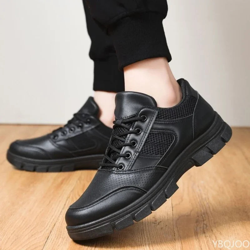 YBQJOO Men's Casual Lace-Up Work Shoes – Anti-Slip Rubber Sole Men's Casual Shoes Axl Black mesh 44