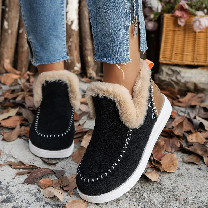 HAJINK Women's Fur-Lined Ankle Snow Boots – Warm Winter Booties Women's Snow Boots Axl Black 40