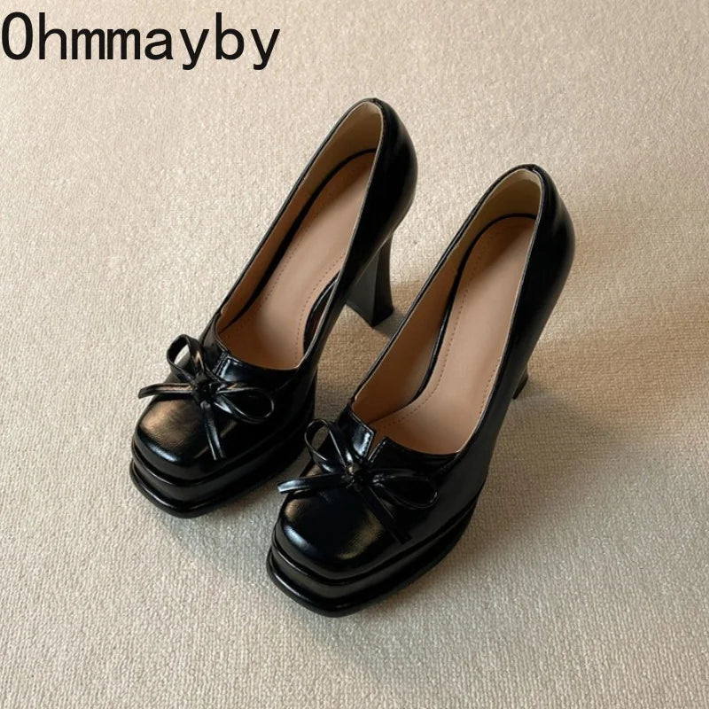 Women's Vintage Chunky Platform Loafers | Slip-On Dress Pumps Platform Dress Pumps Axl
