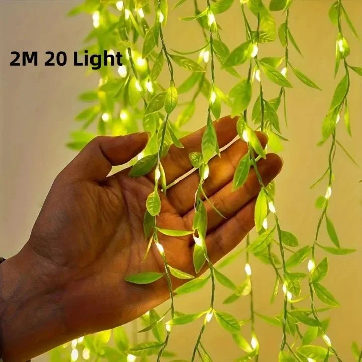 2M Willow Leaf Fairy String Lights – 20 LED Battery Operated Fairy String Lights Axl Willow leaf lamp