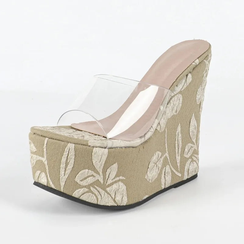 Women's Platform Wedge Sandals – Peep Toe Slip-On High Heels Platform Wedge Sandals Axl