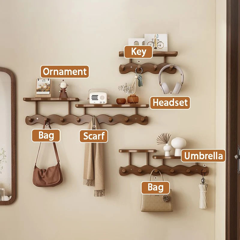 Bamboo Wall-Mounted Coat Rack – 4-Hook Entryway Organizer Wall Coat Rack Axl
