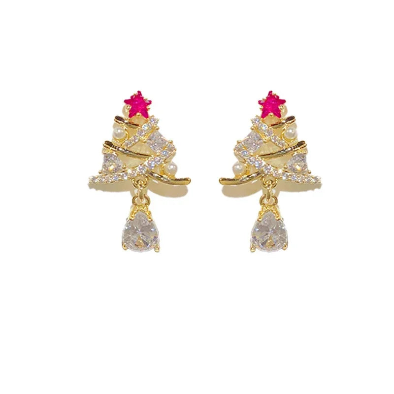 Huitan Christmas Tree Dangle Earrings – Gold Drop Earrings Dangle Earrings Axl
