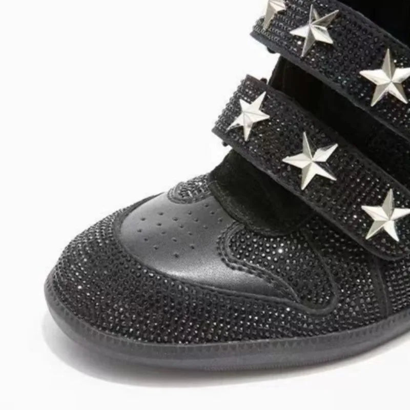 Women's Rhinestone Ankle Boots – Luxury Genuine Leather Platform Ankle Boots Axl