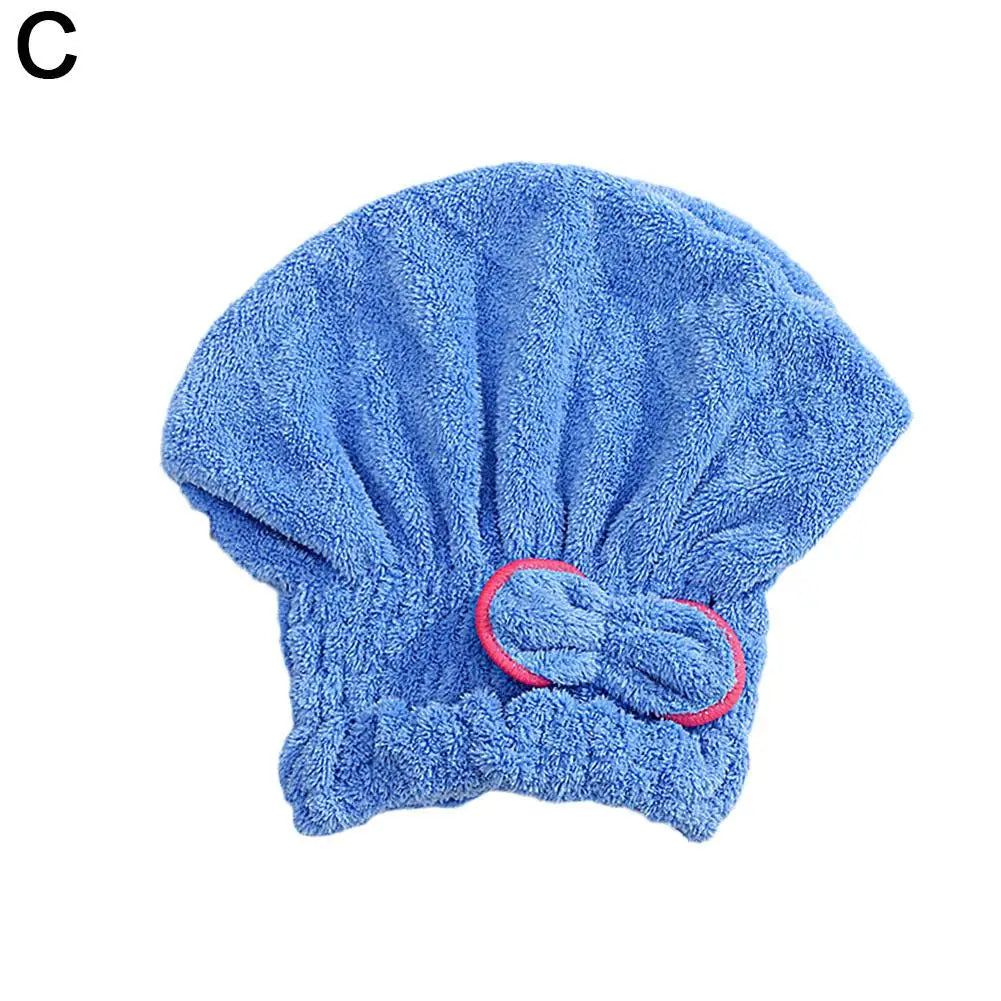 Super Absorbent Microfiber Hair Drying Cap with Cute Bow Microfiber Hair Cap Axl C