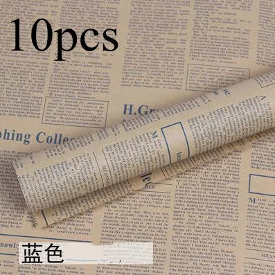 10-Pack Kraft Floral Wrapping Paper – Vintage Newspaper Style Gift Wrapping Paper Axl I