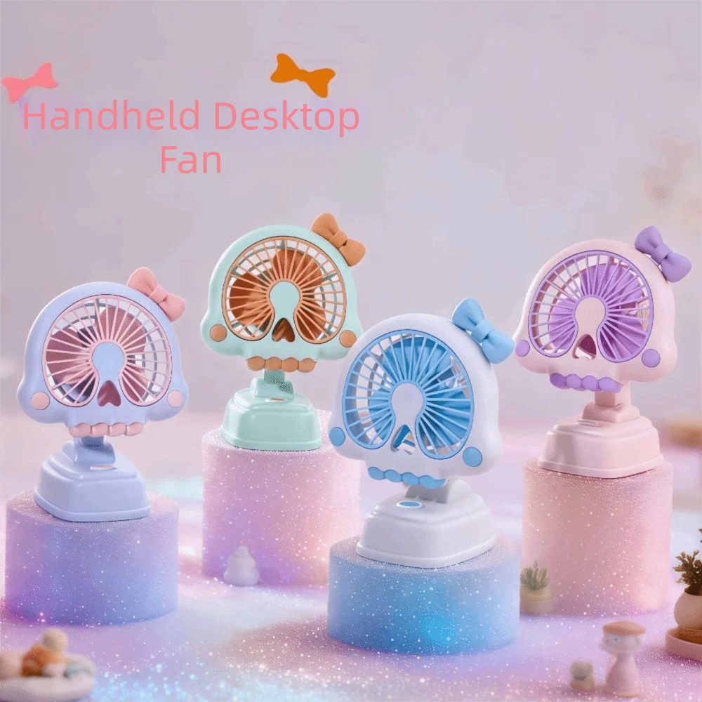 Mini USB Desktop Fan – Skull & Bow Design, 3-Speed Control Mini Desktop Fan Axl
