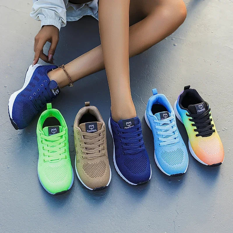 AZGB Women's Breathable Mesh Lace-Up Sports Sneakers Women's Mesh Sneakers Axl