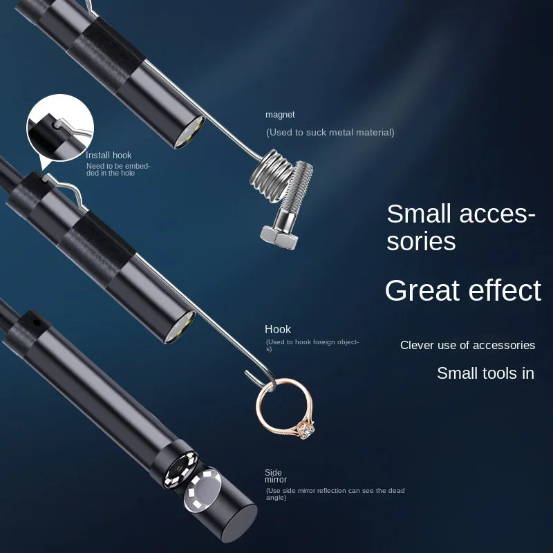 7mm USB-C Borescope Inspection Camera – IP67, 6 LEDs, Android Borescope Inspection Camera Axl