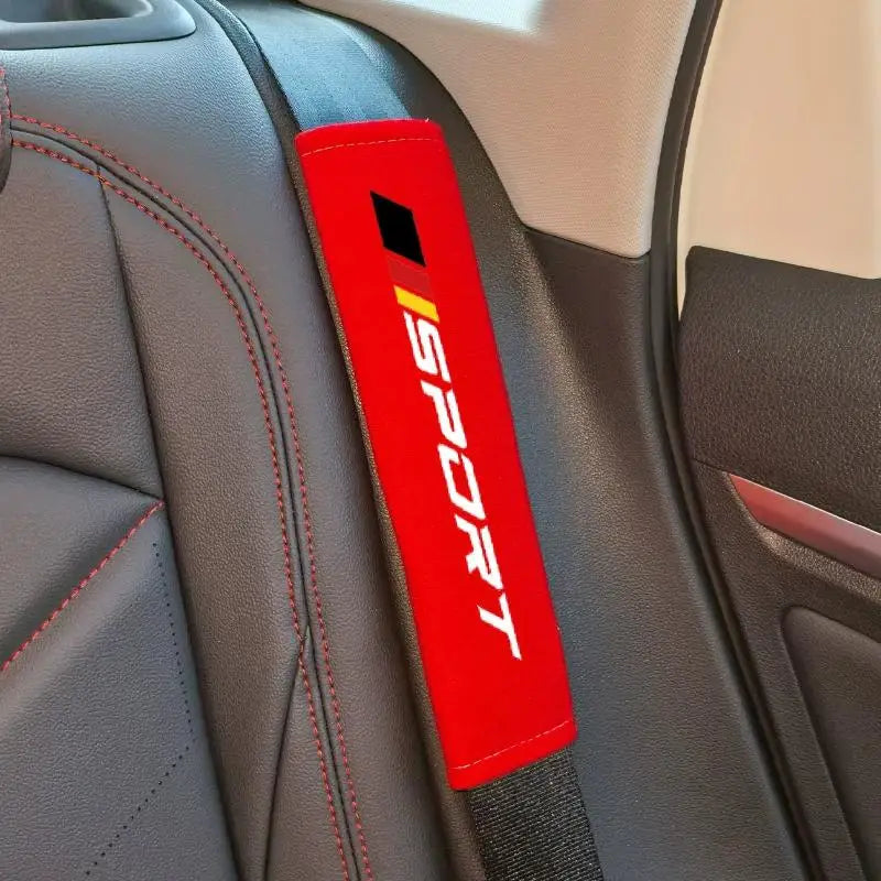 Soft Velveteen Car Seat Belt Cushion | 7 Colors, Universal Fit Seat Belt Cushion Axl Red