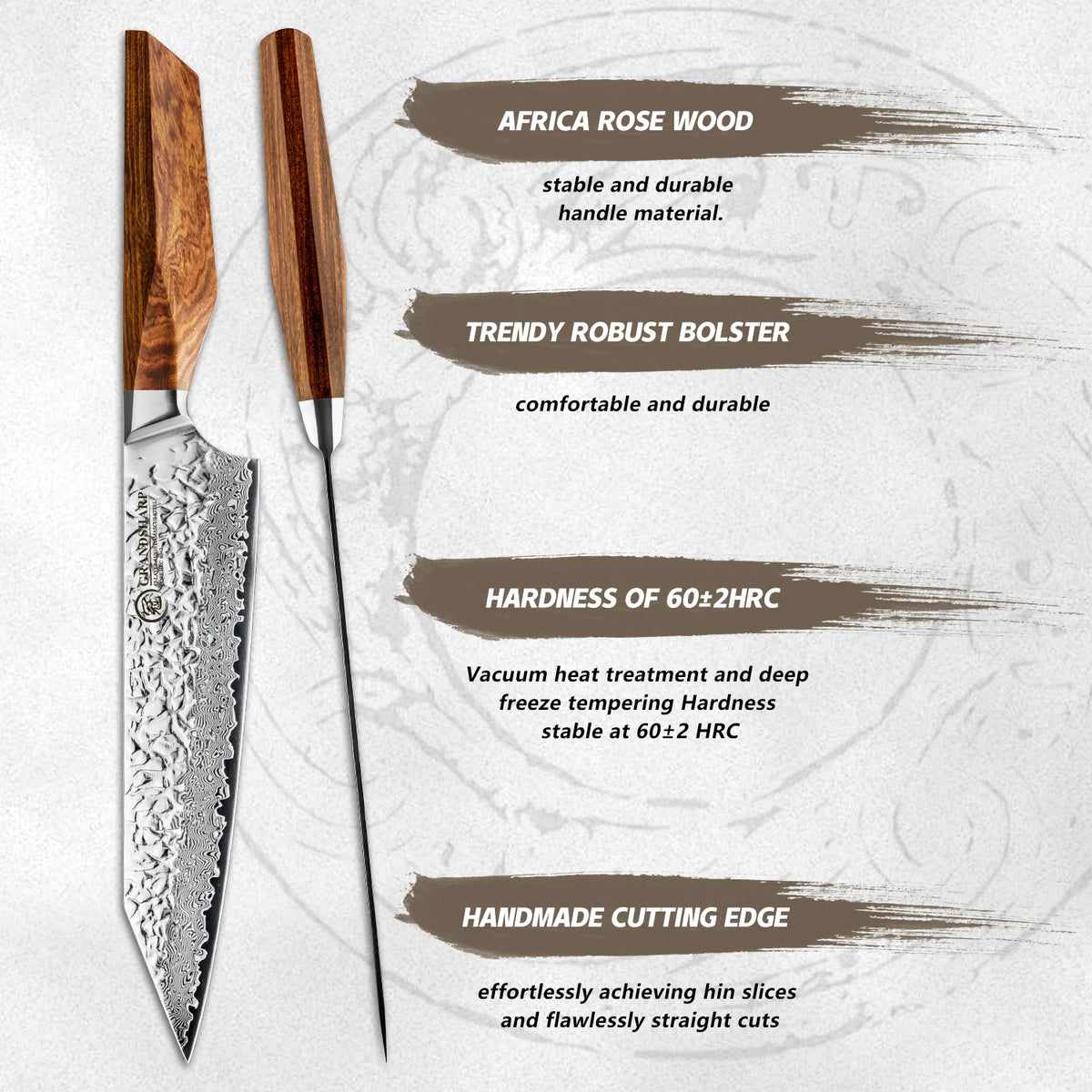 Grandsharp 8" Kiritsuke Knife – 67-Layer Damascus Steel AUS-10 Damascus Chef Knife Axl