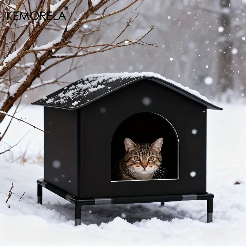 KEMORELA Insulated Outdoor Cat House – All-Weather Shelter Outdoor Cat Shelter Axl