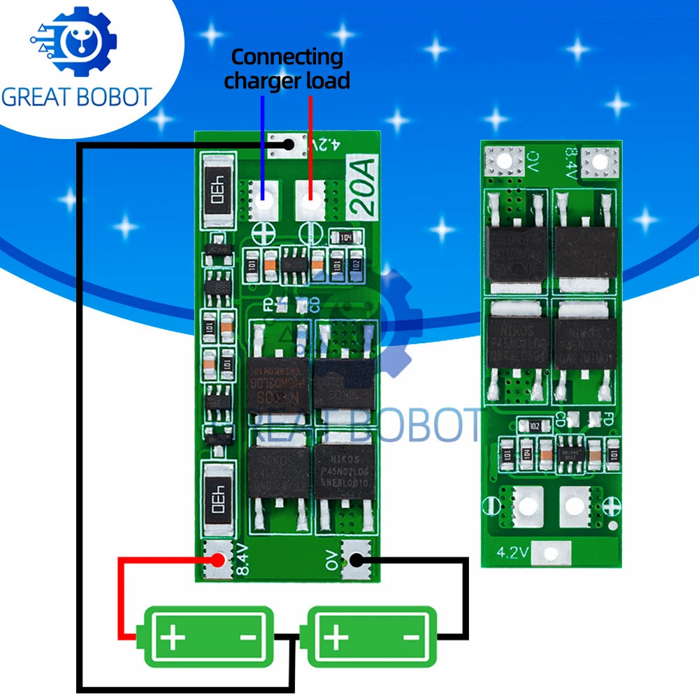 2S 20A BMS Board 7.4V 8.4V 18650 Lithium Battery Protection BMS Protection Board Axl