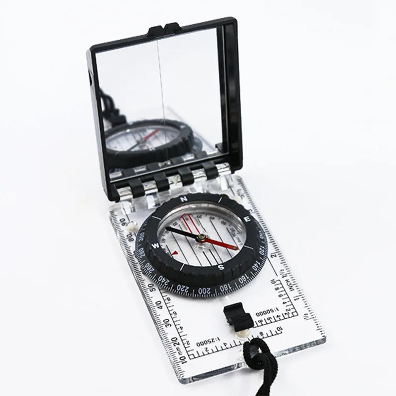 Multifunctional Folding Compass – Mirror, Scale & LED Light Folding Compass Axl
