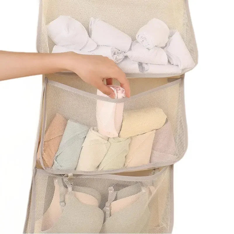 3-Tier Hanging Mesh Bag – Wall-Mounted Underwear & Sock Organizer Hanging Storage Organizer Axl