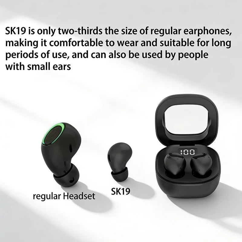 SK19 Bluetooth 5.3 Invisible TWS Earbuds | HIFI Stereo & Mic Wireless Earbuds Axl