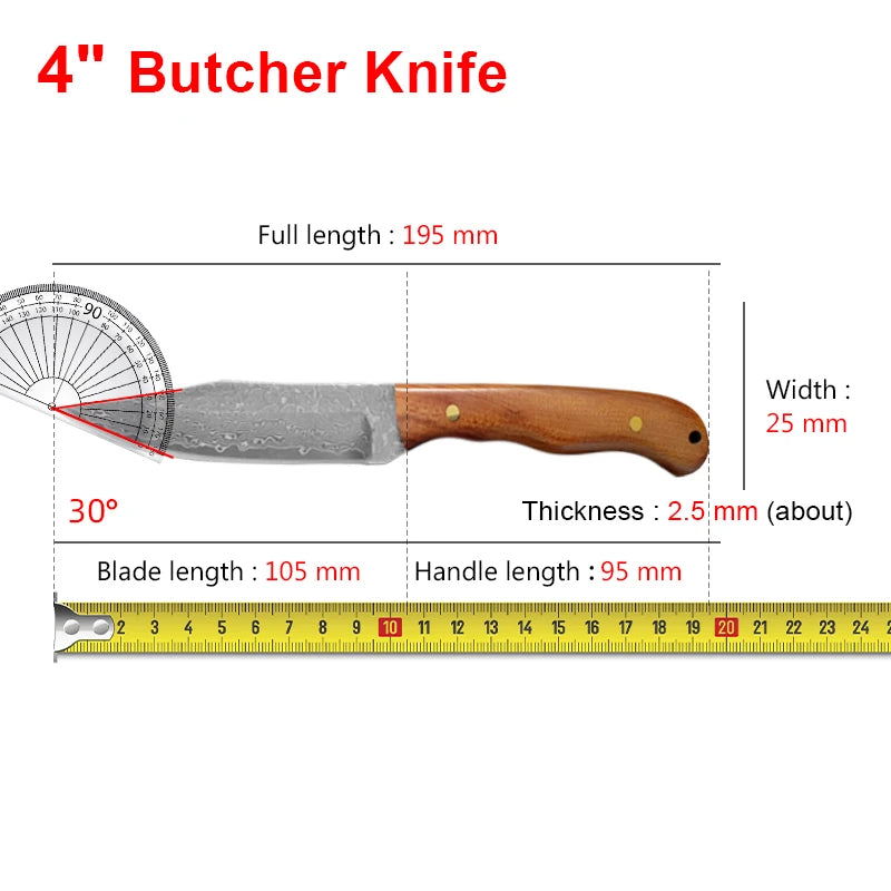 Hand Forged Damascus Steel Kitchen Knife – Wood Handle Damascus Kitchen Knife Axl